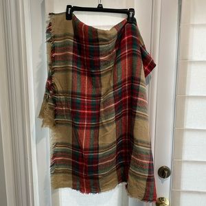 Large square holiday tartan plaid scarf